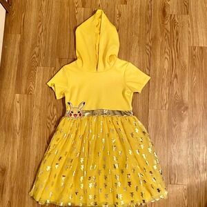 Girls Sz 14 Juniors Pokémon Dress Squirtle Yellow Layered Skirt Costume‎ Cute K